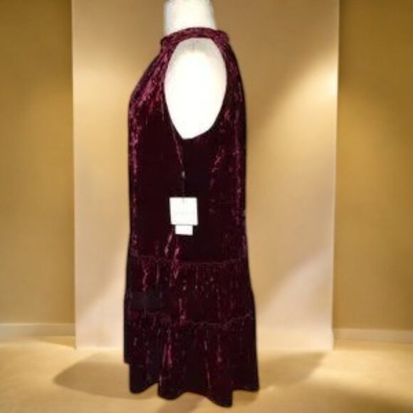 NWT Laundry by Shelli Segal Los Angeles Crushed Velvet Dress Deep Garnet Red - Picture 3 of 4